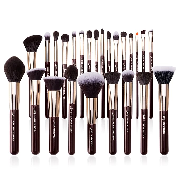Jessup Makeup Brushes Set Professional, 25PCS Premium Natural Powder Foundation Eyeshadow Blending Concealer Blusher Highlight Labeled Brushes, T280