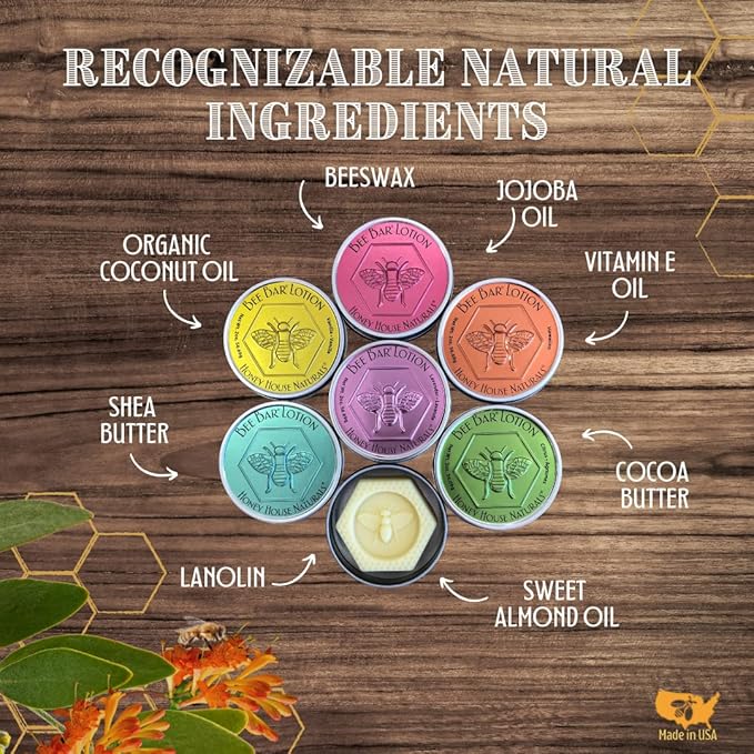 Bee Bar Honey House Naturals Duo – Vanilla - Small 6 Ounce and Large 2 Ounce– All Natural Ultra Moisturizing Lotion Bar Infused with Essential Oils and Butters – Made in USA