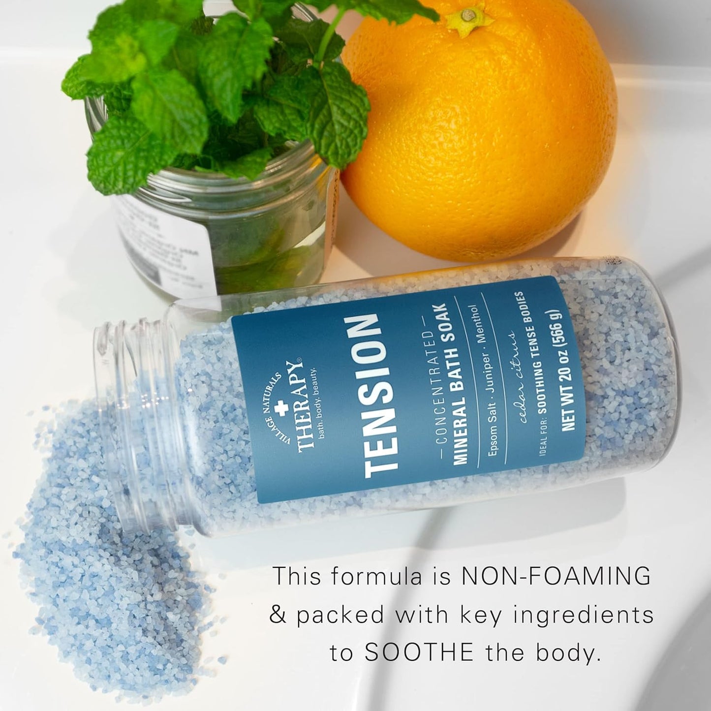 Village Naturals Therapy Tension Concentrated Mineral Bath Soak, Cedar Citrus Scent, 20 Oz, Pack of 3