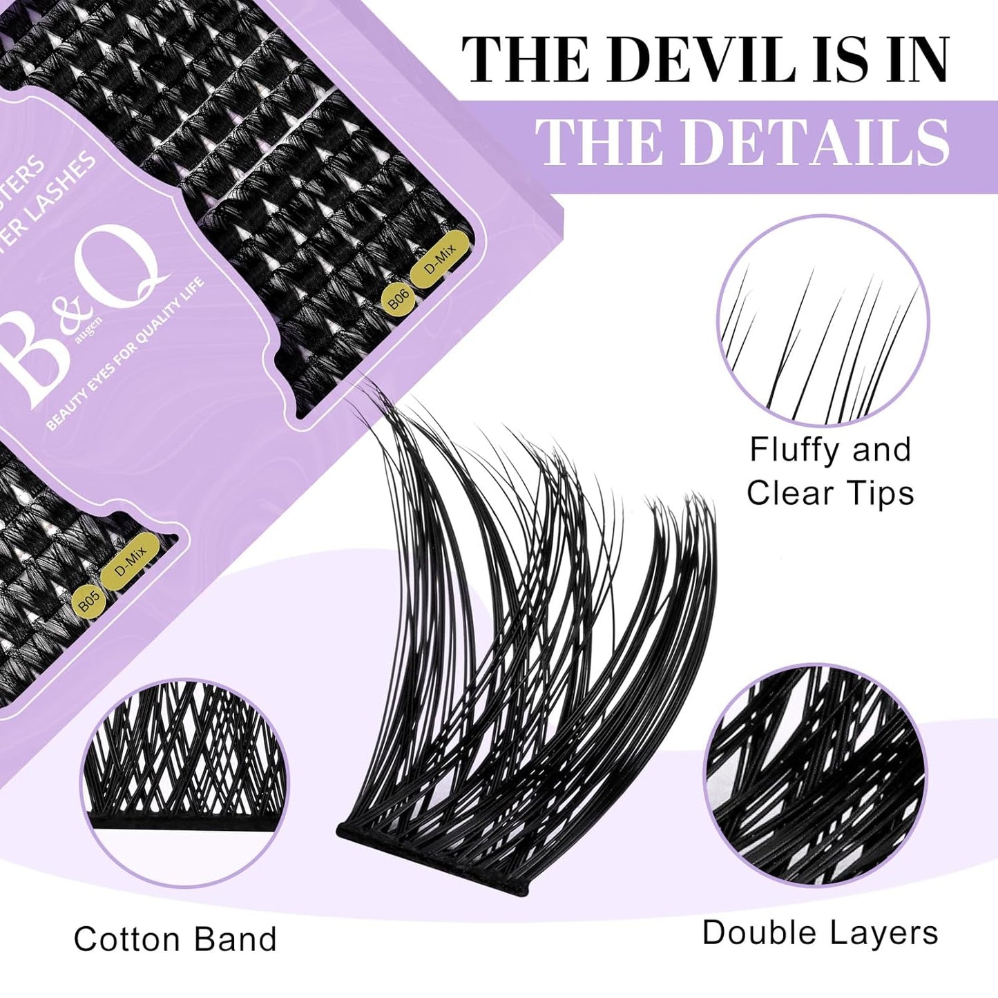 Lash Clusters 208 PCS Cluster Lashes Individual Lashes B05+B06 Eyelash Extensions 10-18mm DIY Lash Extensions D Curl Volume Wispy Soft Comfortable Band False Lashes (D-10-18MIX)