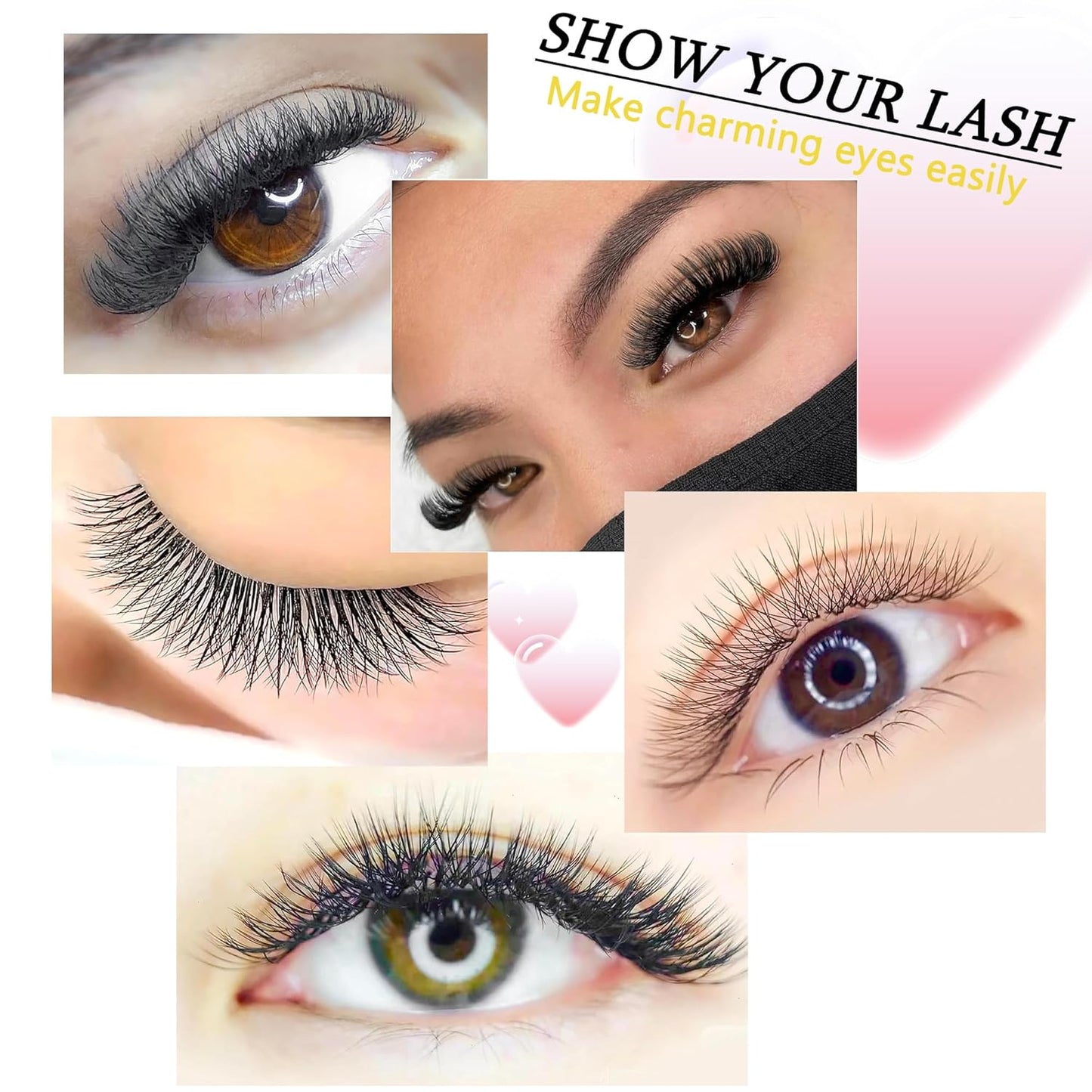 W Lash Extensions Supplies 5D Eyelash Extensions W Shape 0.07mm Thickness D Curl 13mm Premade Fans Easy Fan Lashes Volume Matte Black 12 Rows Crisscross Eye Lashes(W-5D-0.07-D,13mm)