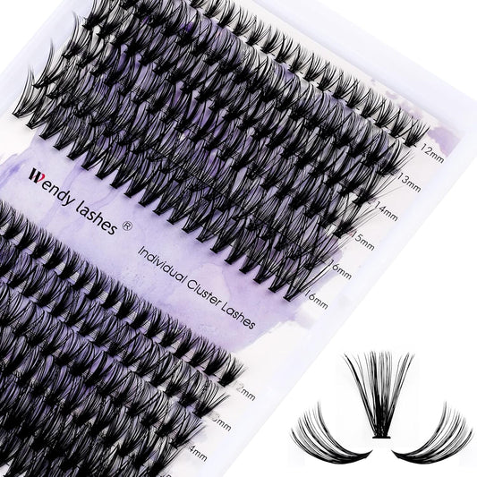 Cluster Eyelashes 30D/40D 240PCS 12-16mm Mixed Individual Lashes C/D Curl 0.07mm Matte Black Cluster Eyelash Extensions Soft Lightweight Individual Lashes Cluster 3D Effect (30/40D-C, 12-16mm Mixed)