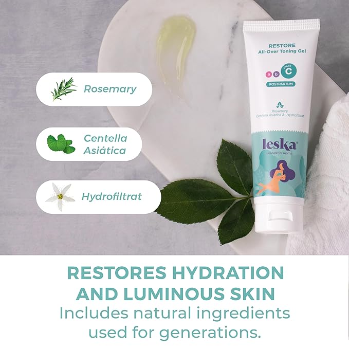 Leska Maternity Stage C Set 2-Pack Bundle | RESTORE All-Over Toning Gel l (Postpartum) | Part of a Complete 3 Part Pregnancy Skin Care System (Set of 2, 4oz each)