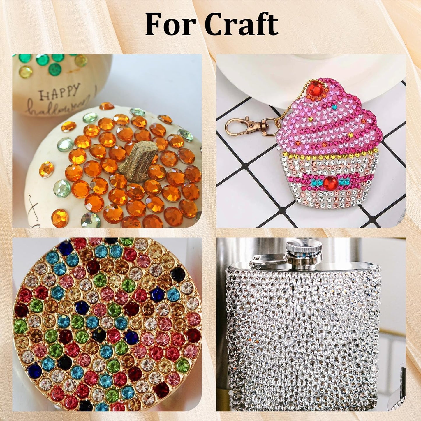 Colorful Face Gems for Makeup Set, Flatback Gorgeous Charming AB Glass Gems with Picker Pencil, Makeup Glue, Tweezer for Eye Body Hair Make-up and Nail Art Deco