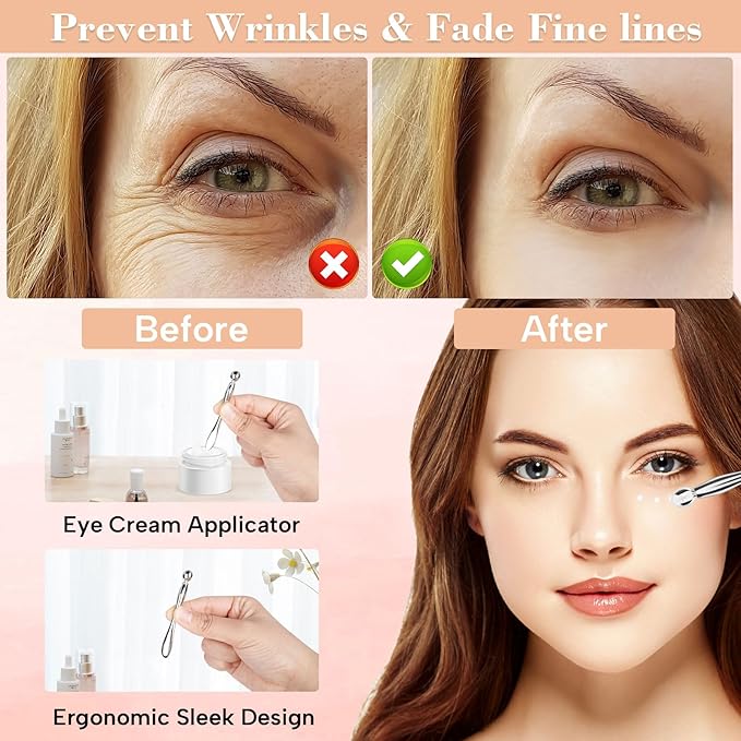 Under Eye Patches - 2 Pairs Reusable Sustainable Silicone Eye Patches, Plump Fine Lines and Wrinkles, Boost Hydration, with Metal Eye Cream Applicator