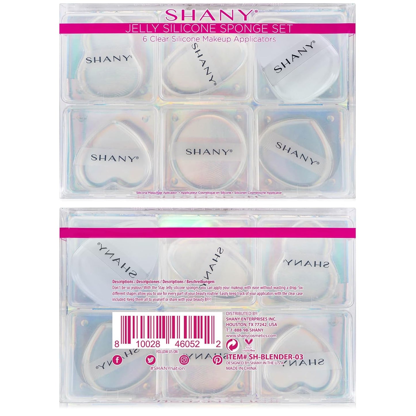 SHANY Stay Jelly Silicone Sponge Set - Clear & Non-Absorbent Makeup Blending Sponges for Flawless Application with Foundation - Assorted Sizes and Shapes - Pack of 6
