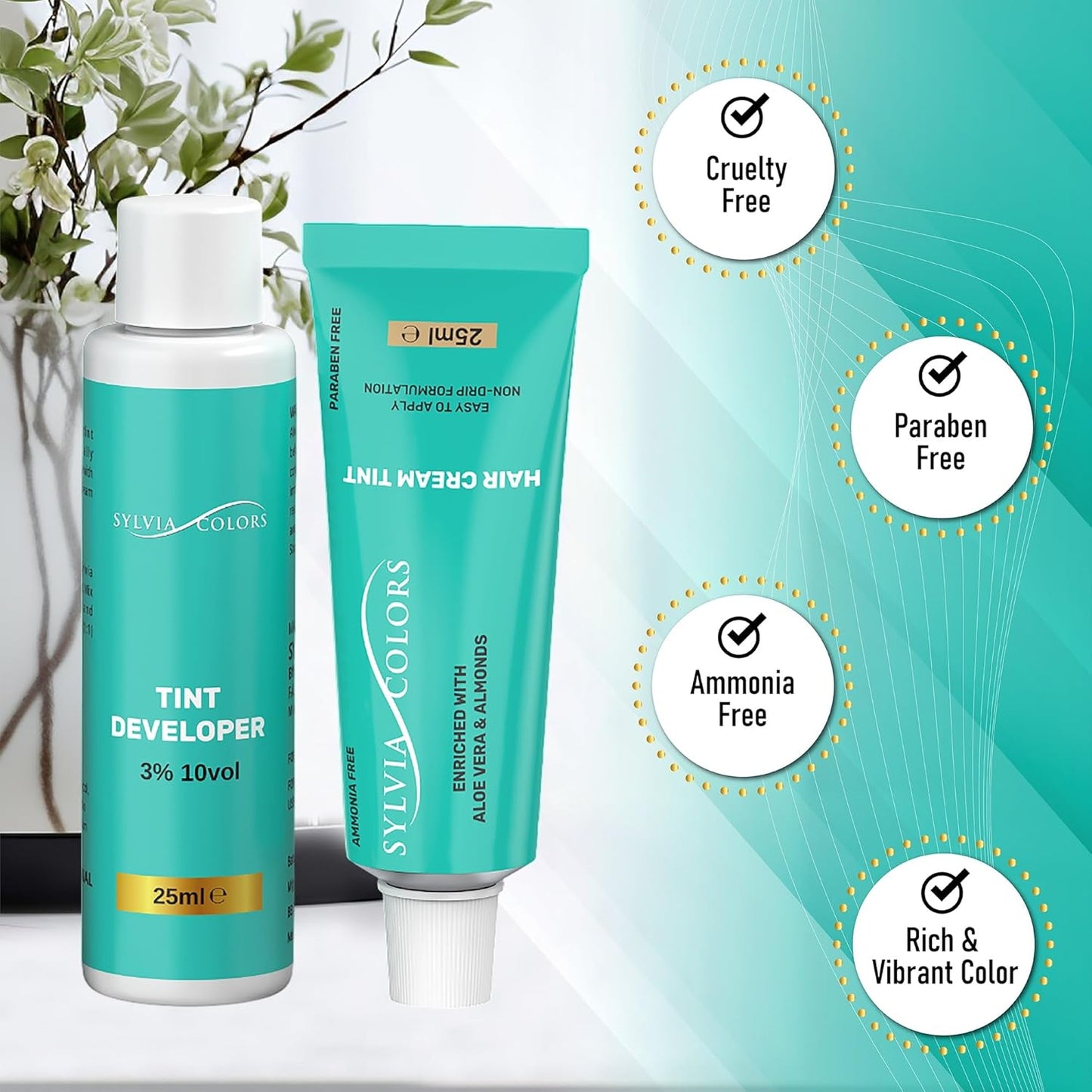 Professional Tint Kit Semi-Permanent 40 Applications Lasts 4-6 Weeks Spot Coloring Set Waterproof (Medium Brown, 25 ML)