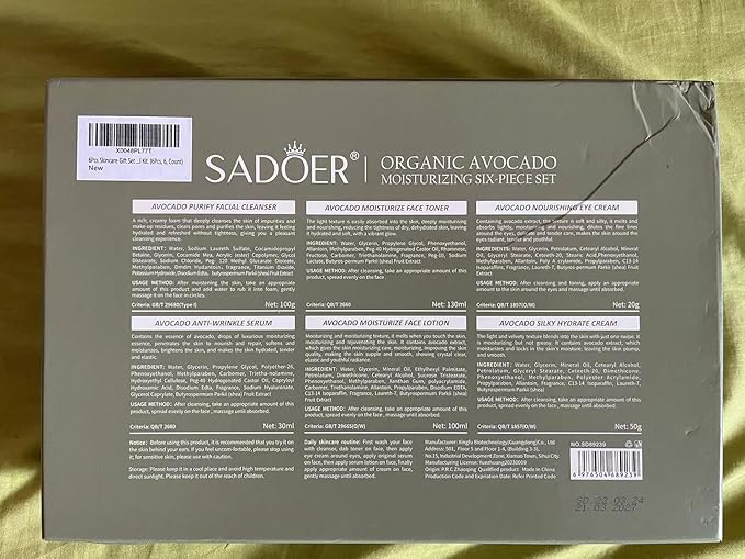 Avocado Skincare Sets, 6Pcs Skincare Gift Set with Facial Cleanser, Face Serum, Face Cream, Eye Cream, Toner, moisturizing Lotion, Anti Aging Skin Care Sets & Kits, Hydrating Facial Kit for women