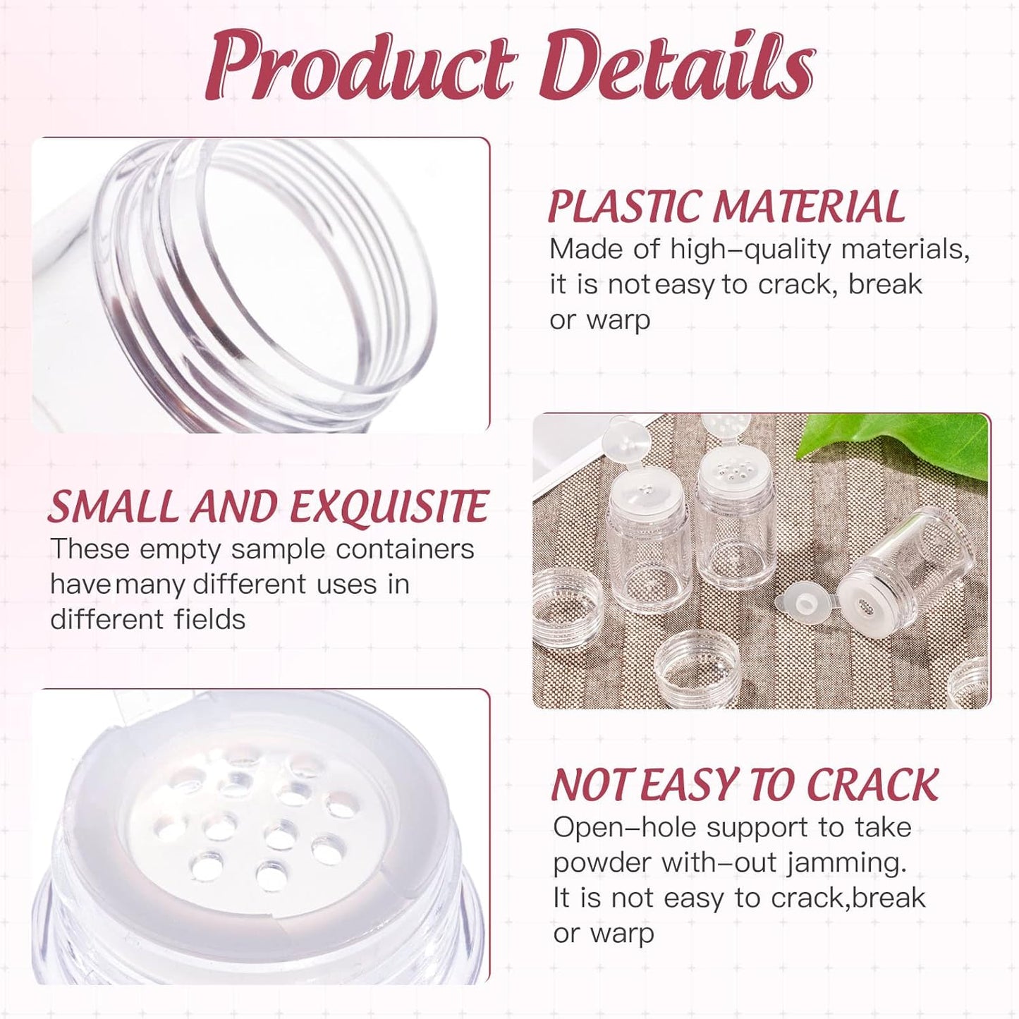 RAYNAG 6 Pieces Mini Empty Loose Powder Bottle Travel Cosmetic Glitter Powder Eye Shadow Shaker Bottle with Sifter and Lids (3 Style)