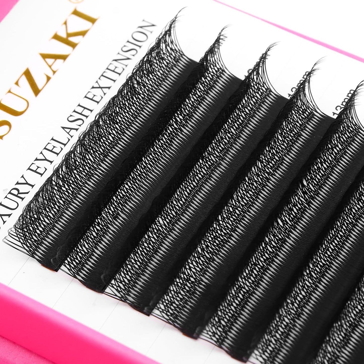 Lash Extensions Double Tips 3D Eyelash Extensions W Shape 0.07mm Thickness C Curl 13mm Premade Fans Easy Fan Volume Matte Black Crisscross Eyelashes(W-3D-Double Tips-0.07-C,13mm)