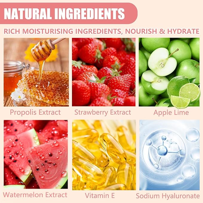 4PCS Bee Lip Balm Honey Pot, Honey & Strawberry & Watermelon&Apple Lime Lip Mask, Lip Balm for Dry Cracked Lips, Lip Scrubs Exfoliator & Moisturizer, Hydrating Lip Balm Honey Lip Balm