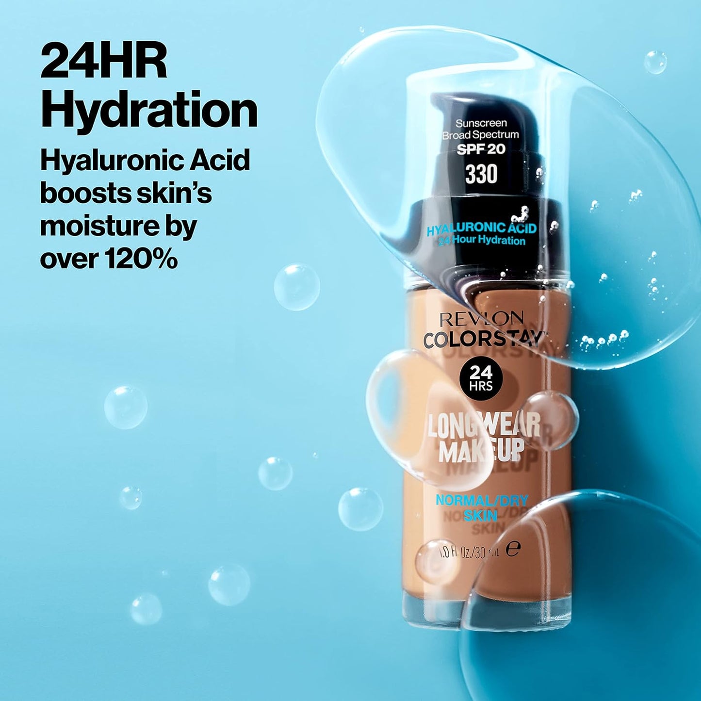 Revlon Liquid Foundation, ColorStay Face Makeup for Normal & Dry Skin, SPF 20, Longwear Medium-Full Coverage with Natural Finish, Oil Free, 455 Honey Beige, 1 Fl Oz