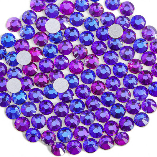Beadsland 1440pcs Flat Back Crystal Rhinestones Round Gems for Nail Art and Craft Glue Fix, Purple Velvet,SS10,2.7-2.9mm