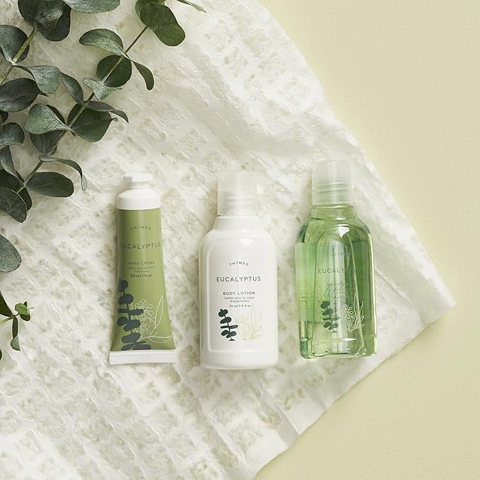 Thymes Travel Set and Beauty Bag - Contains Body Wash, Body Lotion & Hand Cream - Eucalyptus