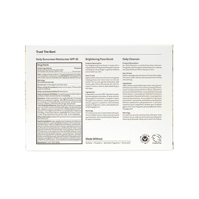 Sun Bum Skin Care Travel Essentials Kit | Cleanse, Brighten, Moisturize, Protect with Daily Cleanser, Brightening Face Scrub, and Daily Sunscreen Moisturizer | Includes Aloha Collection Travel Pouch