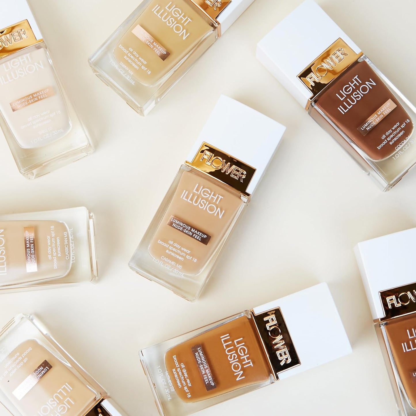 FLOWER BEAUTY By Drew Barrymore Light Illusion SPF Foundation - Blendable + Buildable - Natural Finish - Lightweight Formula (Porcelain)