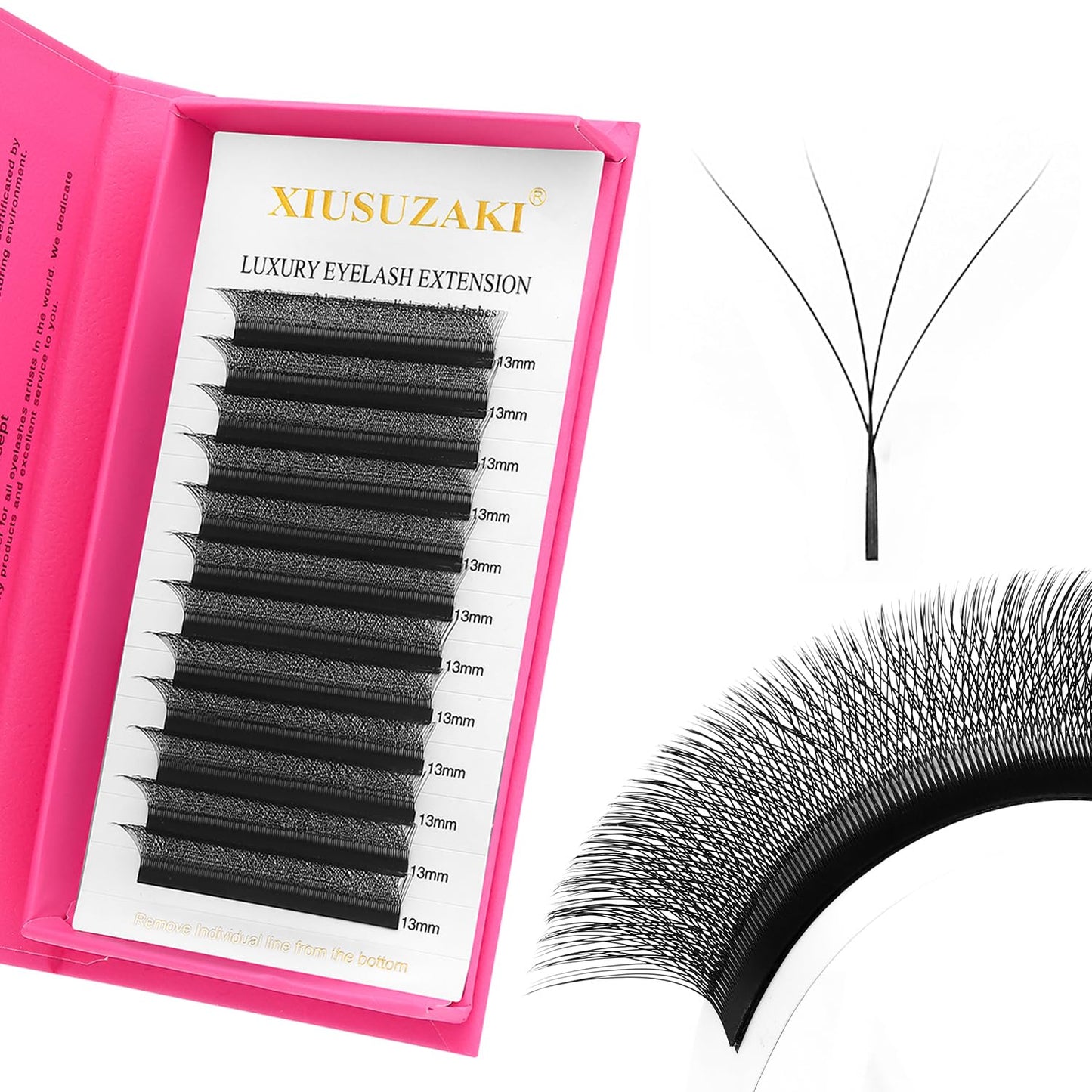 W Lash Extensions Supplies 4D Eyelash Extensions W Shape 0.07mm Thickness D Curl 15mm Premade Fans Easy Fan Lashes Volume Matte Black 12 Rows Crisscross Eye Lashes(W-4D-0.07-D,15mm)