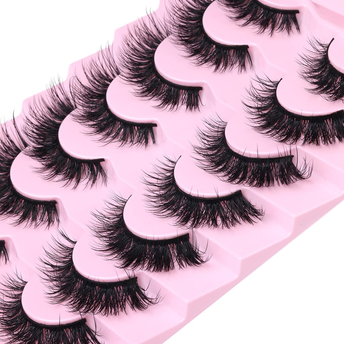 Mink Lashes Natural Look False Eyelashes Wispy Cat Eye Flat Lashes 3D Mink Lashes Natural Fake Lashes 15mm Strip Lashes Pack 7 Pairs by Kiromiro