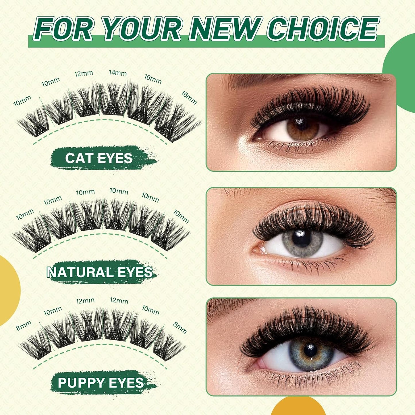 KEYYOU Lash Clusters Kit 144pcs Thick Volume D Curl Lash Clusters Lash Extension Kit with Mascara Brush Bond and Seal Lash Glue Remover Lash Applicators Lash Brush for DIY Lash Extensions (Y02 Kit)