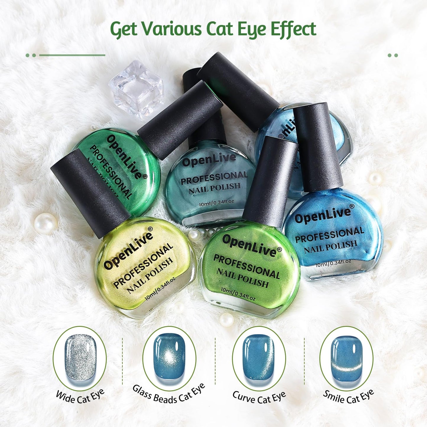 6 Colors 10ml Amber Pine Grove Cat Eye Nail Polish with Magnet Stick Quick Dry Nail Polish for Women Salon DIY Nail Art