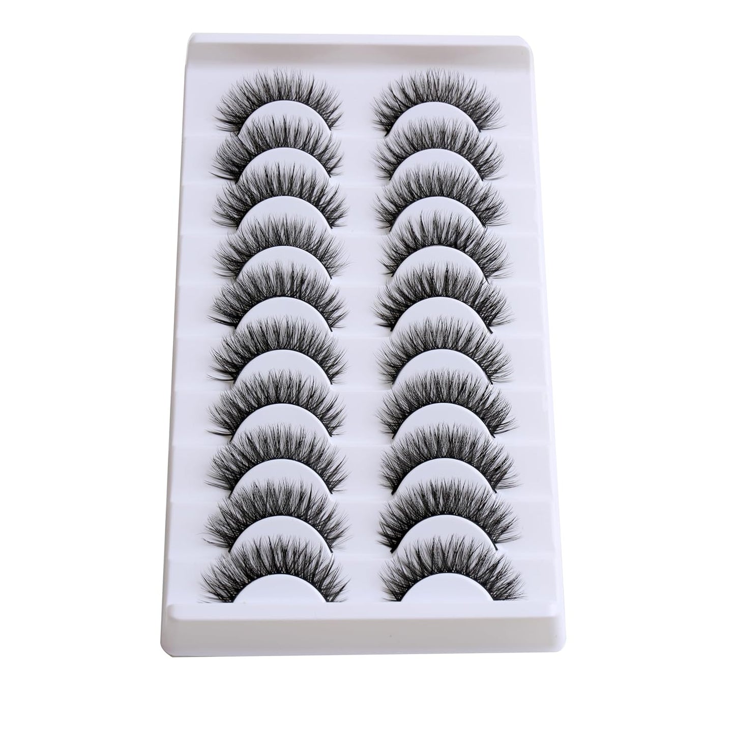 SUNWELL False Eyelashes 12mm Mink Lashes Natural Look 3D Faux Mink Eye Lashes Soft Reusable Luxury Volume Fake Eyelashes 10 Pairs Pack