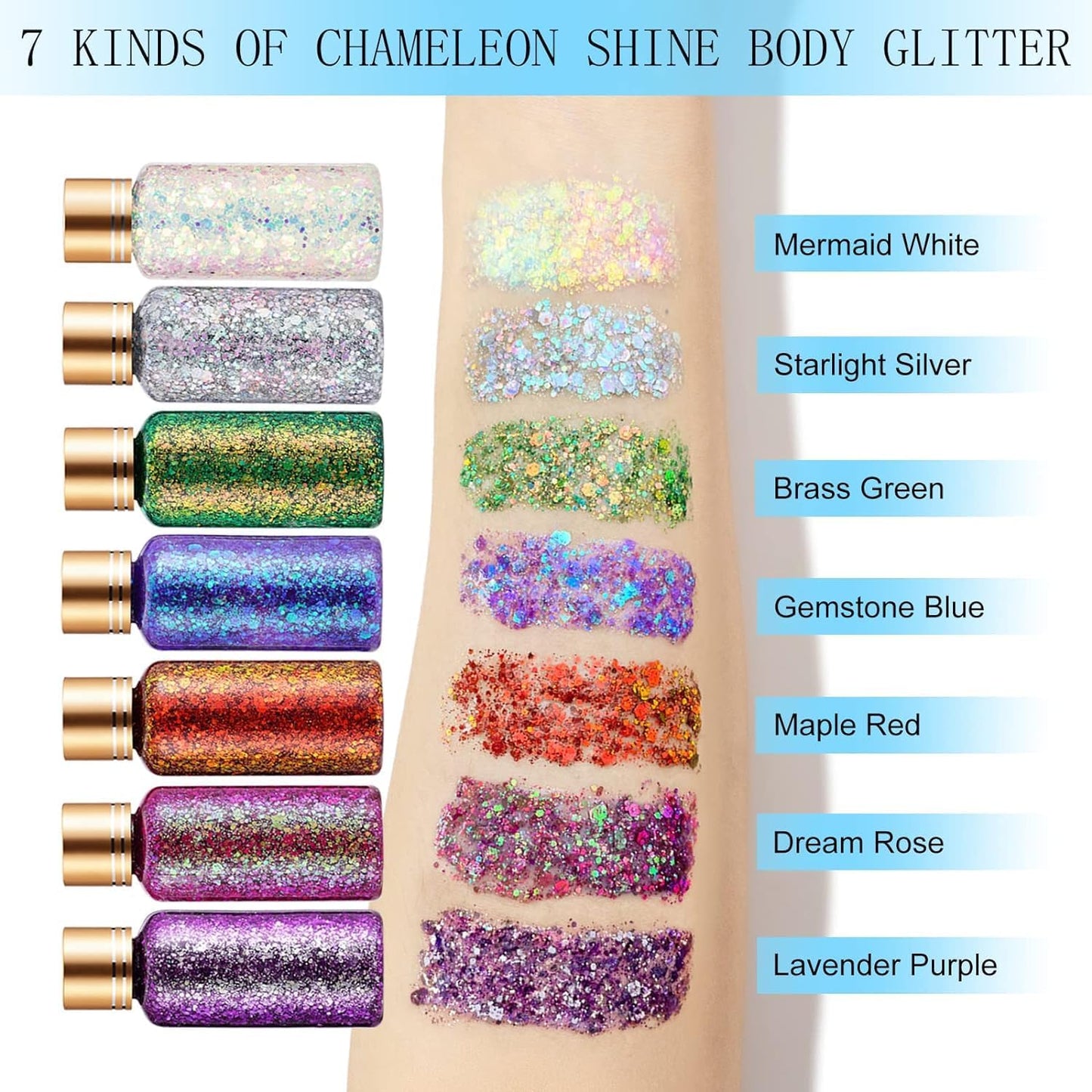 Cool Black Face Body Hair Glitter Gel for Halloween Party Festival Rave Accessories, Long Lasting Shimmer Holographic Chunky Mermaid Sequin Sparkling Paint Makeup for Women Kids, 1oz