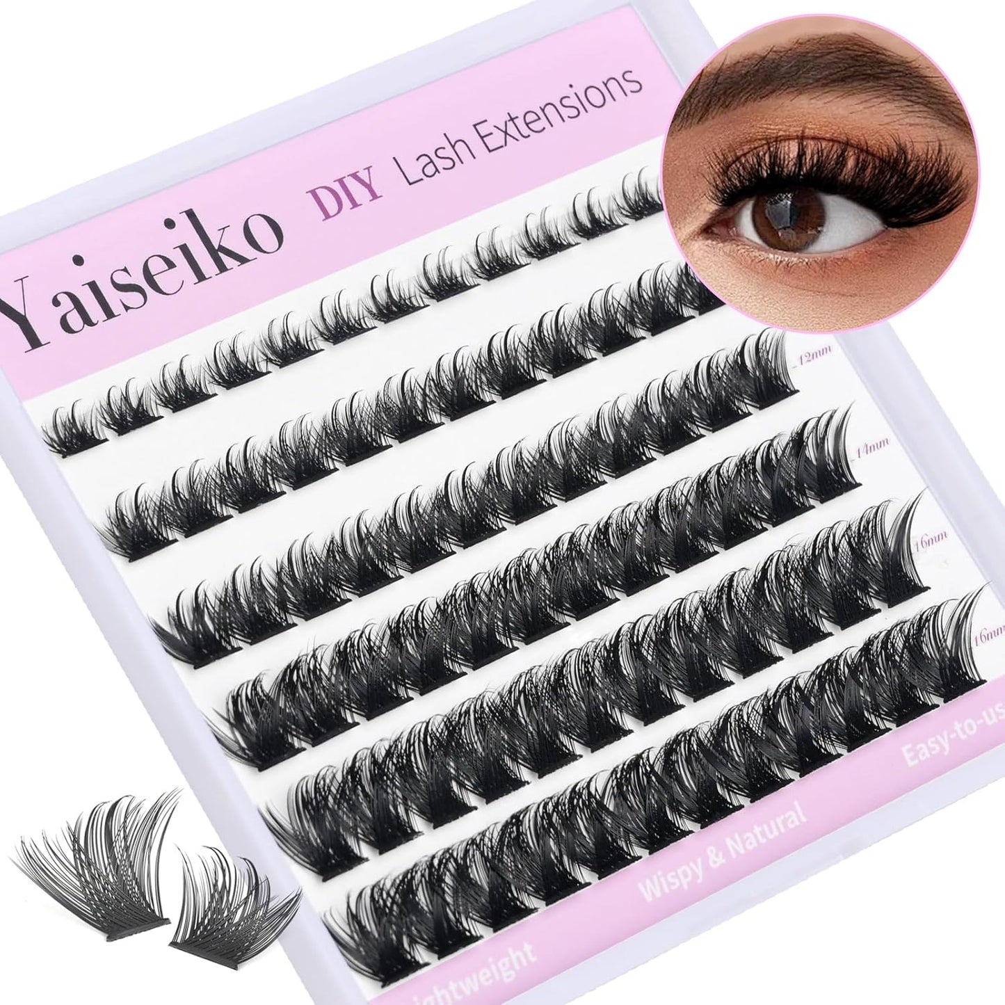 Clusters Lashes 72 PCS Eyelash Clusters D Curl 8-16 Individual Lashes Wispy Volume False Eyelashes DIY Eyelash Extension at Home by Yaiseiko