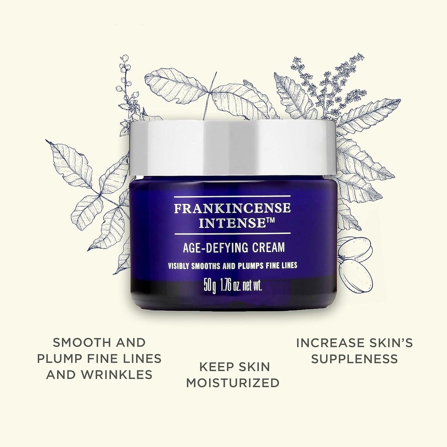 Neal's Yard Frankincense Intense Age Defying Cream with Carnauba Wax, Smoothes & Plumps Fine Lines & Wrinkles, Cruelty-Free, 50g