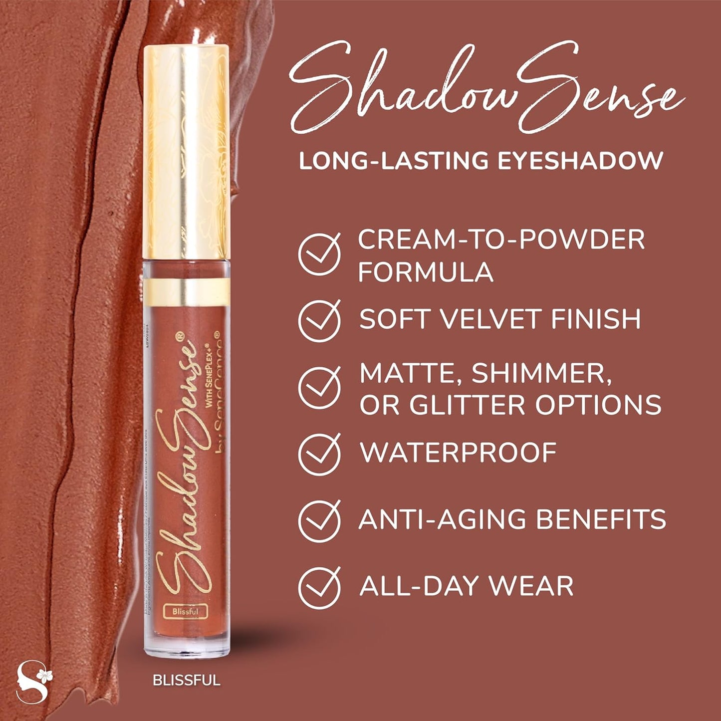 ShadowSense EyeShadow, Blissful, 0.14 Oz, Matte Cream to Powder Eyeshadow, Long-Lasting, Anti-Aging, Waterproof, Smudge-Proof Formula for Flawless All-Day Wear