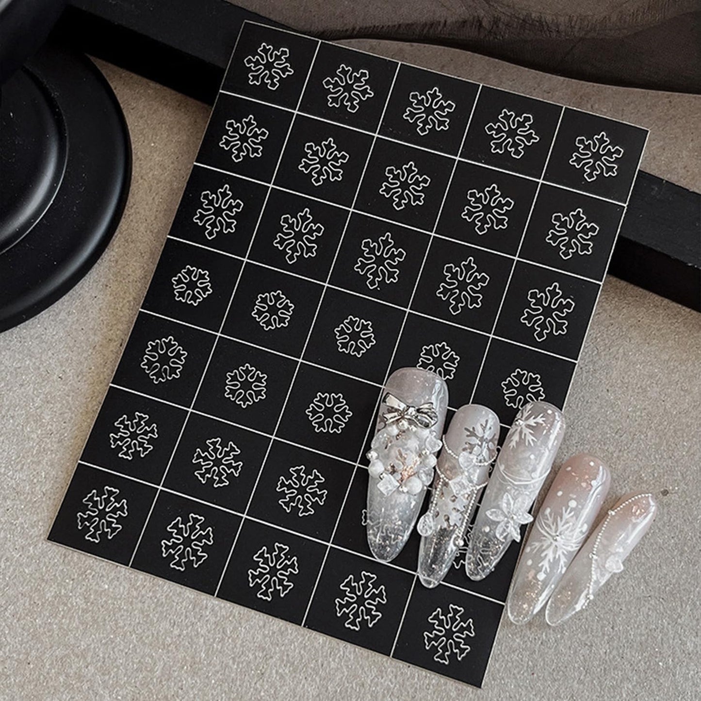 Christmas Nail Stickers Airbrush Stencils Stickers for Nail Art Self Adhesives with Snowman Snowflower Elk Bell Wreath Socks Designs Supplies Design Nail Guide for Manicure Nails Decoration 6 Sheets