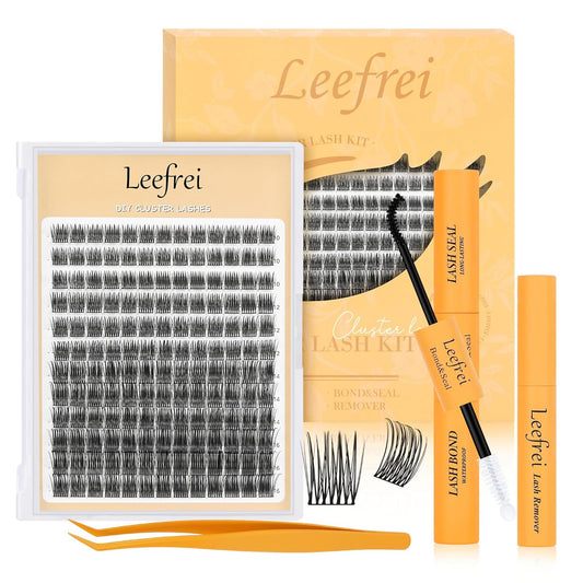 Eyelash Clusters 10-18mm Wispy Lash Clusters D Curl DIY Cluster Lash Extension Kit Individual Lashes Kit With Bond & Seal, Glue Remover, Tweezers(LF05 Lashes Set)