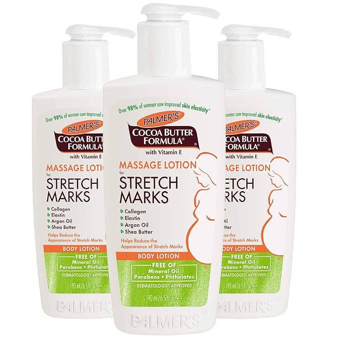 Palmer's Cocoa Butter Formula Massage Lotion for Stretch Marks and Pregnancy Skin Care, 6.5 Ounces (Pack of 3)
