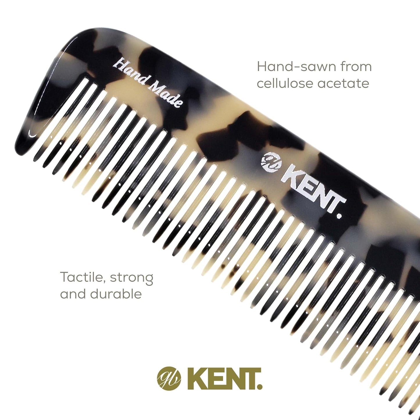 Kent 12T TW Wide Tooth Detangling Comb - Handmade Pocket Comb for Thick, Curly, and Wavy Hair, Grooming Beard and Mustache