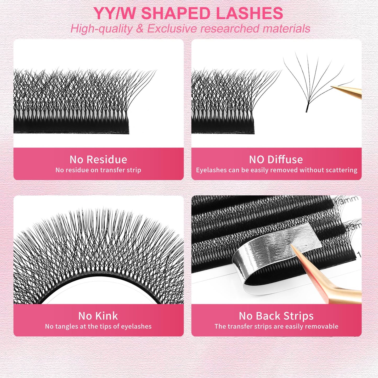 W Lash Extensions Supplies 7D Eyelash Extensions W Shape 0.07mm Thickness C Curl 11mm Premade Fans Easy Fan Lashes Volume Matte Black 12 Rows Crisscross Eye Lashes(W-7D-0.07-C,11mm)