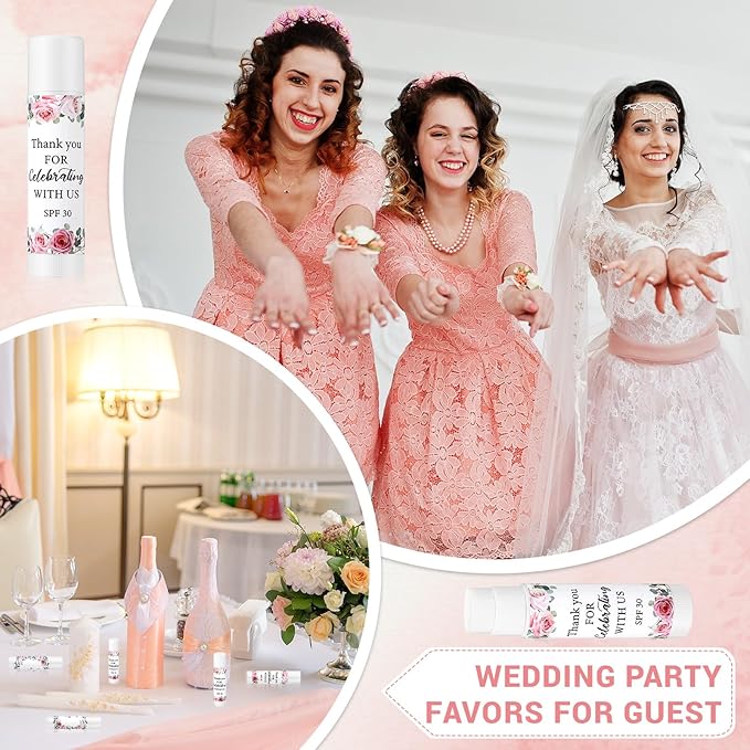 24 Pcs SPF 30 Lip Balm Bulk for Summer Wedding Baby Shower 4th of July Party Sunscreen Lip Balm Sticks Outdoor Travel Sunscreen Care Lip Balm for Thank You Gifts Party Supplies (Floral)