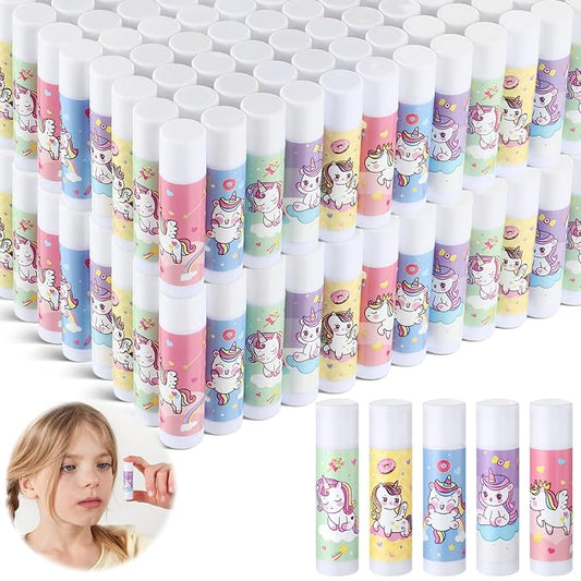100 Pcs Unicorn Party Favors Lip Balms Bulk for Kids Birthday Party Moisturizing Lip Balm for Unicorn Themed Celebration Gifts Lip Care Products for Classroom Rewards Favor Party Supplies