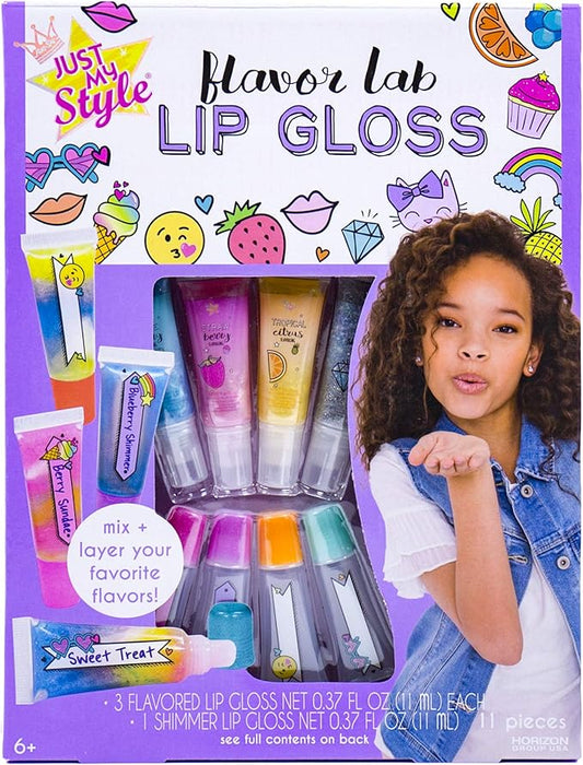 Just My Style Flavor Lab Lip Gloss by Horizon Group USA, DIY 4 Custom Lip Glosses By Mixing Colorful Flavors & Lip Shimmer. Flavors, Shimmer, Lip Gloss Tubes Mixing Stick & Instructions Included