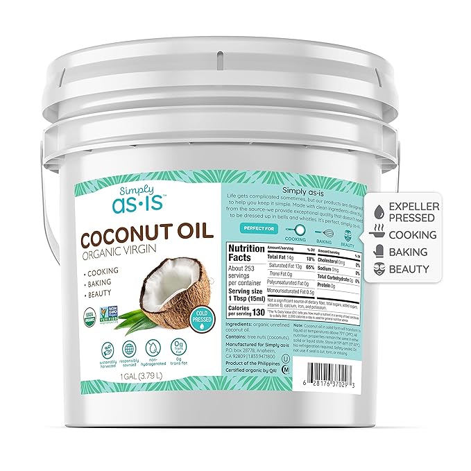 Simply as-is | Cold Pressed & Organic Virgin | Unrefined | Coconut Flavor for Cooking & Baking | Deep Moisturizer for Beauty Oil | 128 fl oz