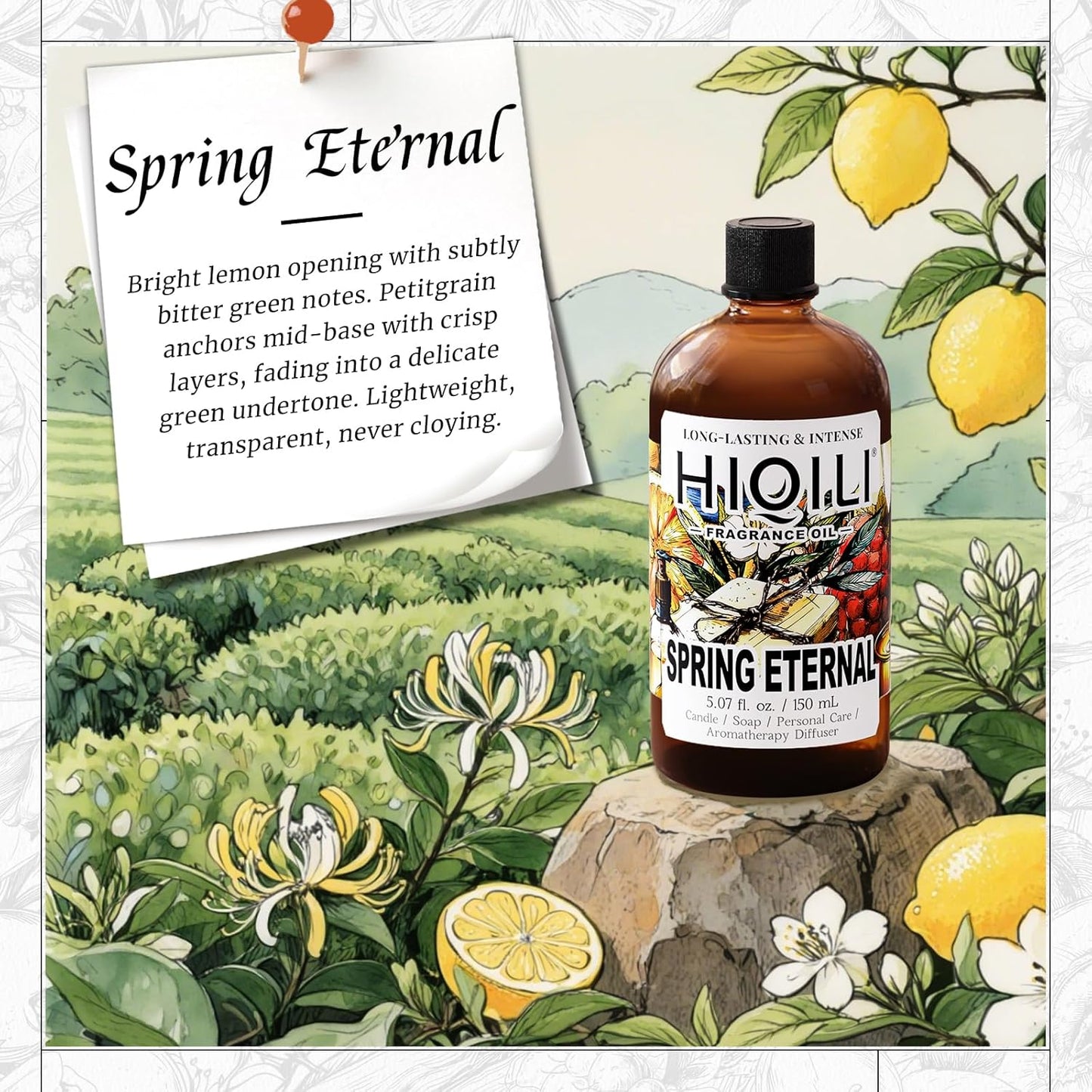 HIQILI Spring Eternal Fragrance Oil for Candle & Soap Making, Inspired by Gtal L.Chevre-feuille, Add to Air Freshener Spray, Essential Oil Diffuser, Honeysuckle - 5.07 Fl Oz
