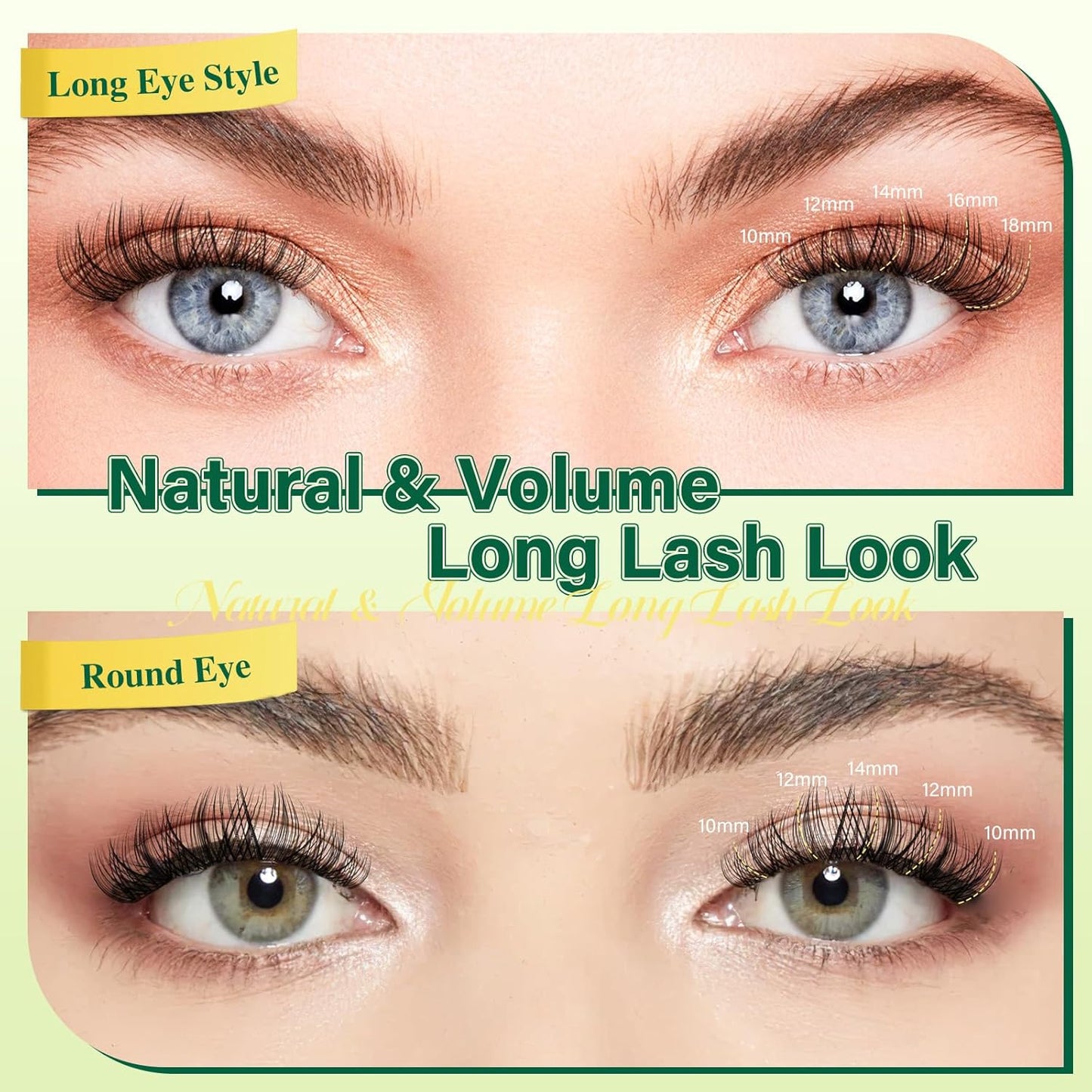 KEYYOULASH Lash Clusters Manga Lash Extension D Curl 144pcs 8-18mm Wispy Eyelash Clusters Natural Volume Eyelash Extensions Individual Lashes DIY at Home(KY02,D-8-18MIX)