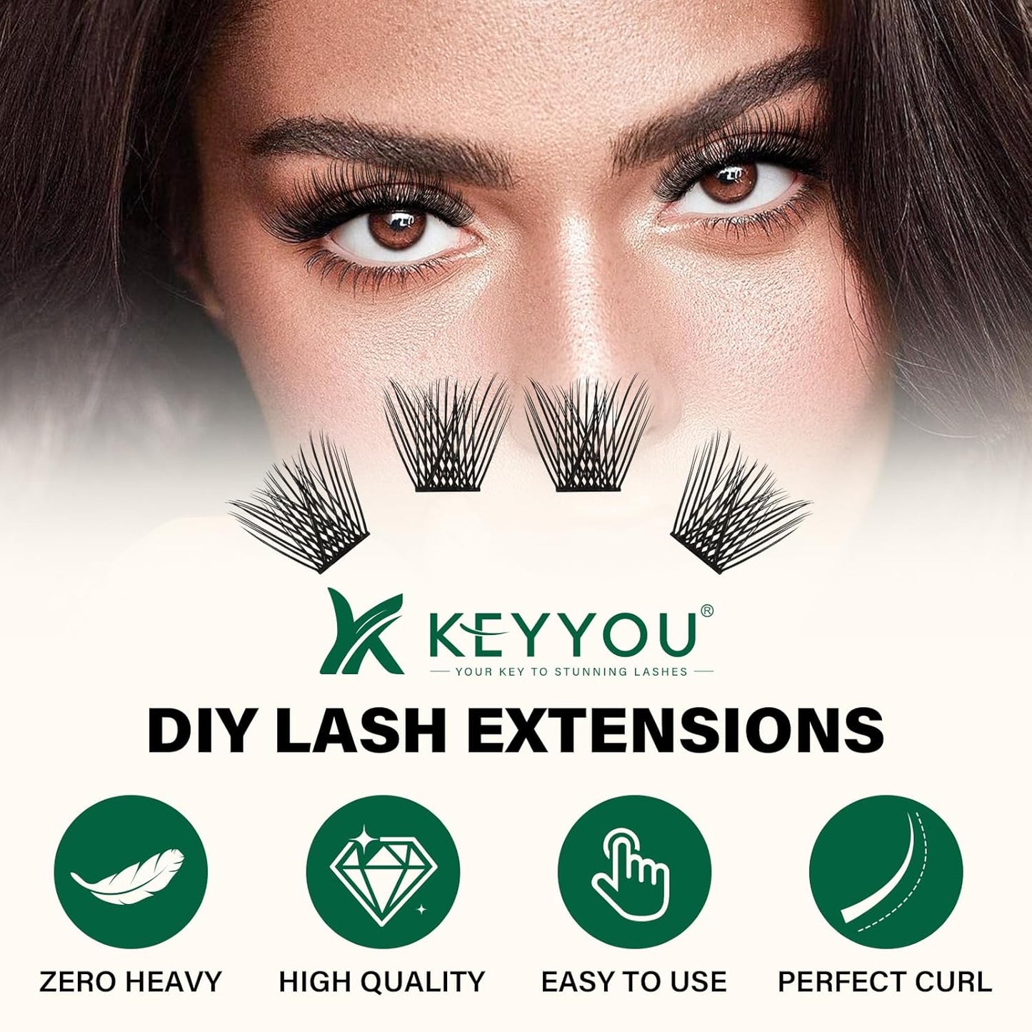 Lash Clusters 144pcs Individual Lashes D Curl 14mm Eyelash Clusters KEYYOU Air Touch Cluster Lashes Super Lightweight Soft Wispy Comfortable Easy DIY at Home(Air02-D-14mm)