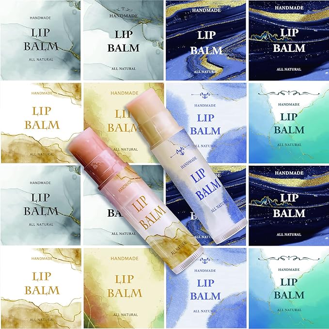 CRASPIRE Lip Balm Labels 80pcs Homemade Lip Balm Labels 2” Clear Lip Balm Labels for Tubes Printable Waterproof Lip Balm Stickers Labels for Lip Balm Handcream Candle Container（Phnom Penh Quicksand）