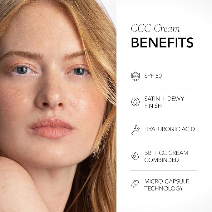 CLE Cosmetics CCC Cream (Warm Medium Light 203 / SPF 50) - Color Correcting CC Cream with Sunscreen - Lightweight, Hydrating, Light to Medium Coverage Foundation - BB & CC Hybrid - 1 fl oz