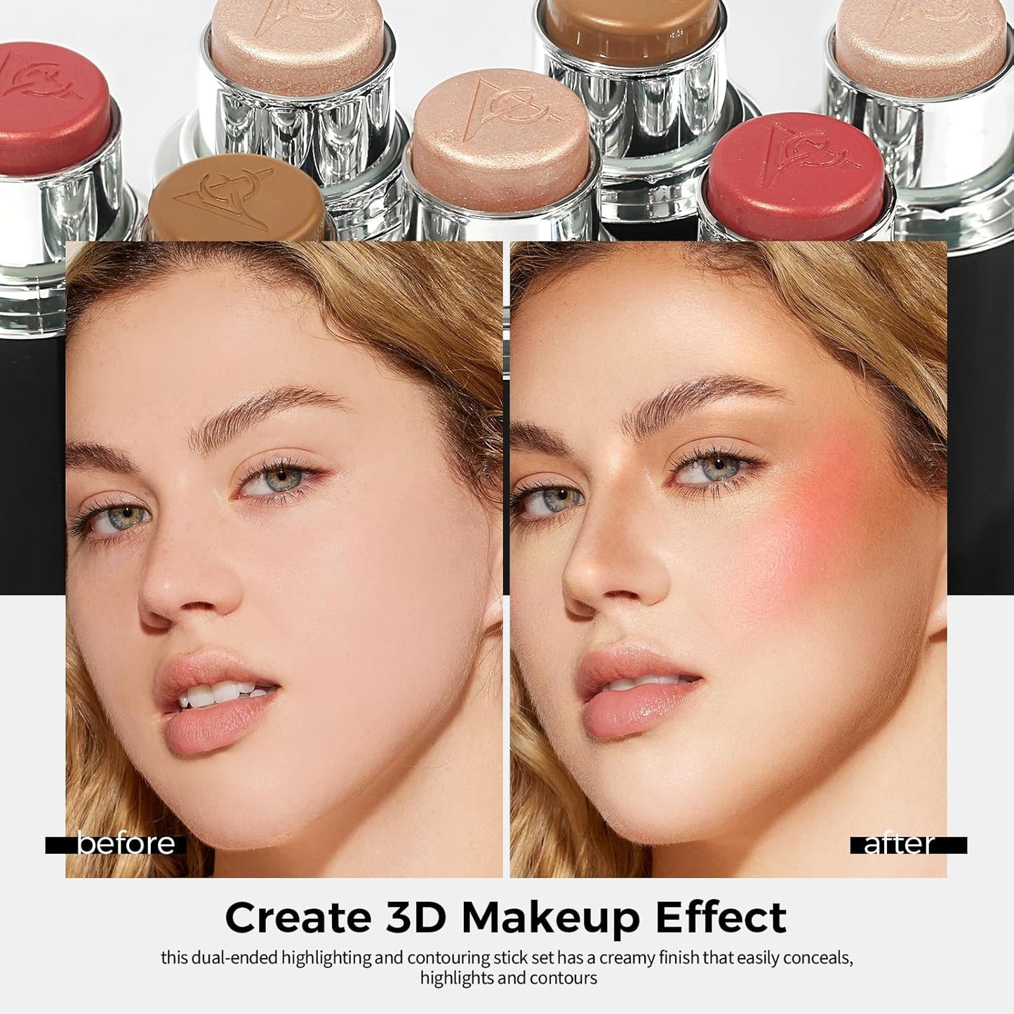 Contour Stick, Long Lasting, Cream Contour, Smooth, Blendable, Contour Stick Makeup, Floral Fragrance, Hydrating, Define 3D Contouring, Better for Fair Skin