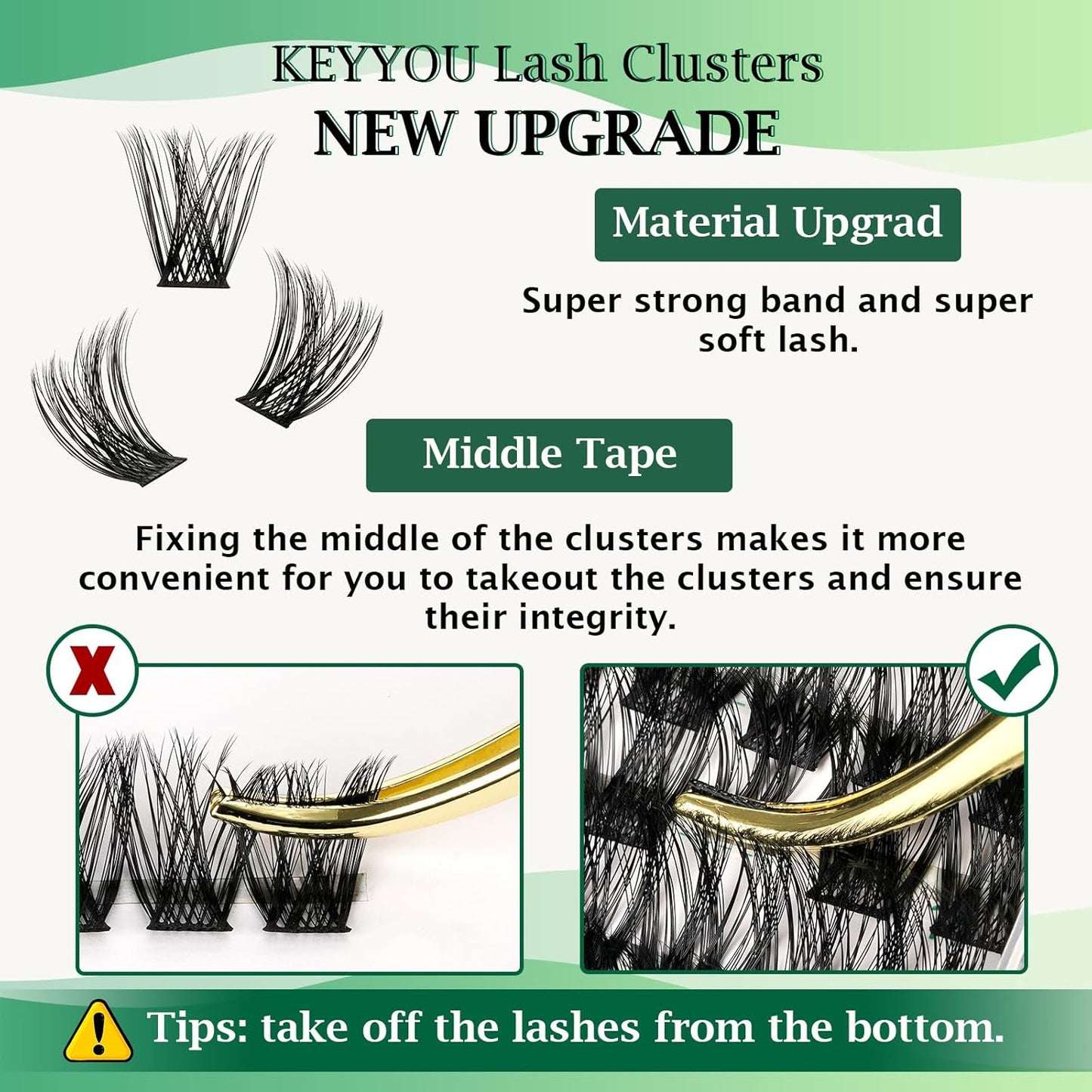 Lash Clusters 96pcs Individual Lashes D Curl 10mm Eyelash Clusters KEYYOU Volume Wispy Lash Extension Soft&Comfortable Easy DIY at Home(Y19,D-10mm)