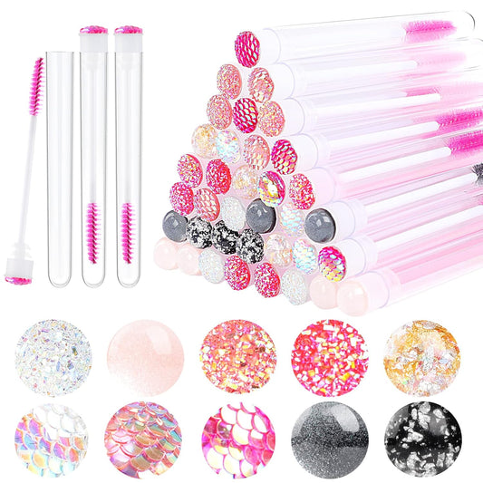 20 Pieces Eyelashes Brush Container Disposable Mascara Bruush Wand Case Lash Spoolies Tube Spoolie Holder Makeup Brush for Eyelash Extension Mix