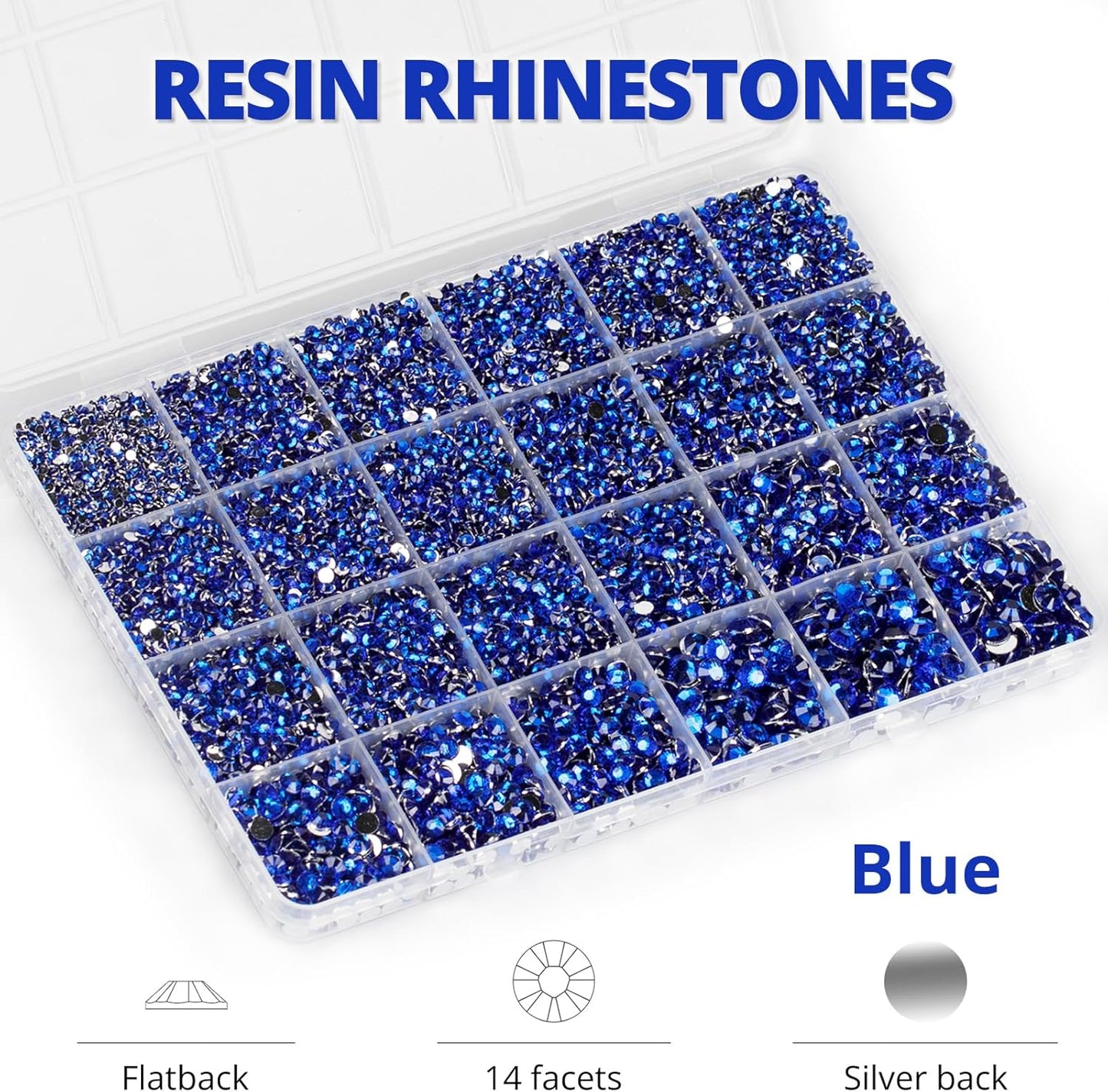 30000Pcs Resin Rhinestones for Crafting Bedazzling, Blue Flatback Gems Crystal for Crafts Clothing Clothes Shoes Fabric Tumblers Cups, Bling Dark Royal Navy Blue Flat Back Jewels with b7000 Glue