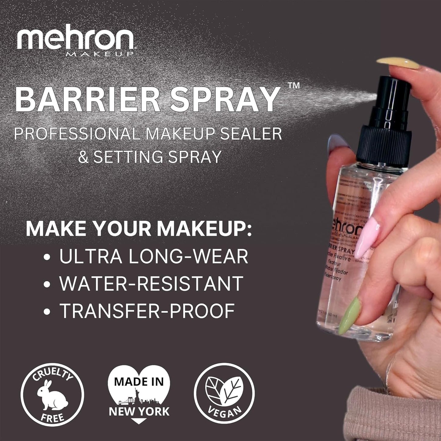 Mehron Makeup Barrier Spray | Setting Spray for Makeup | Makeup Setting Spray for Face 2 fl oz (60 ml)