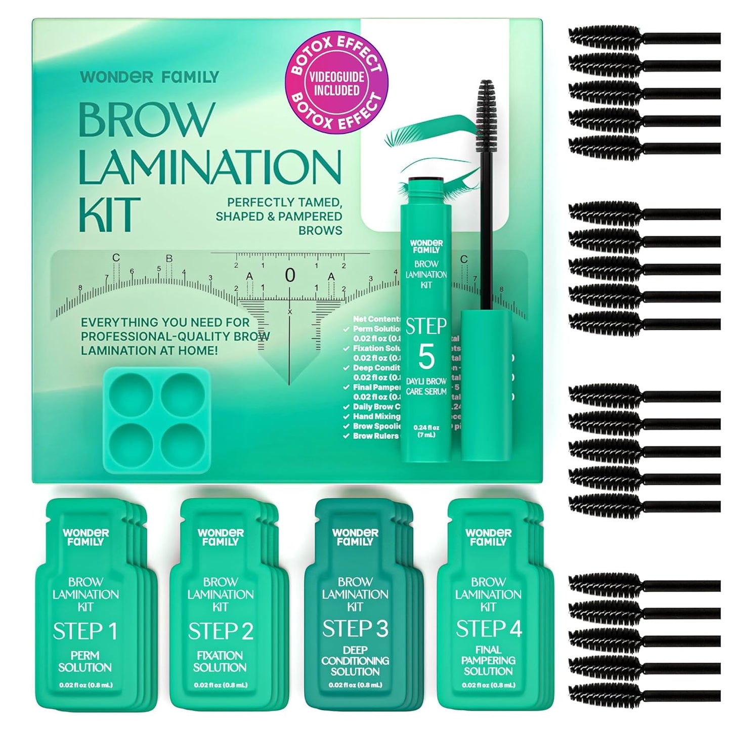 PRO Brow Lamination Kit – Eyebrow Lamination Kit with 5-Step Lifting System, Styling Brushes, Brow Rulers & Nourishing Serum – At Home Eye Brow Lamination Kit for Fuller, Defined Brows