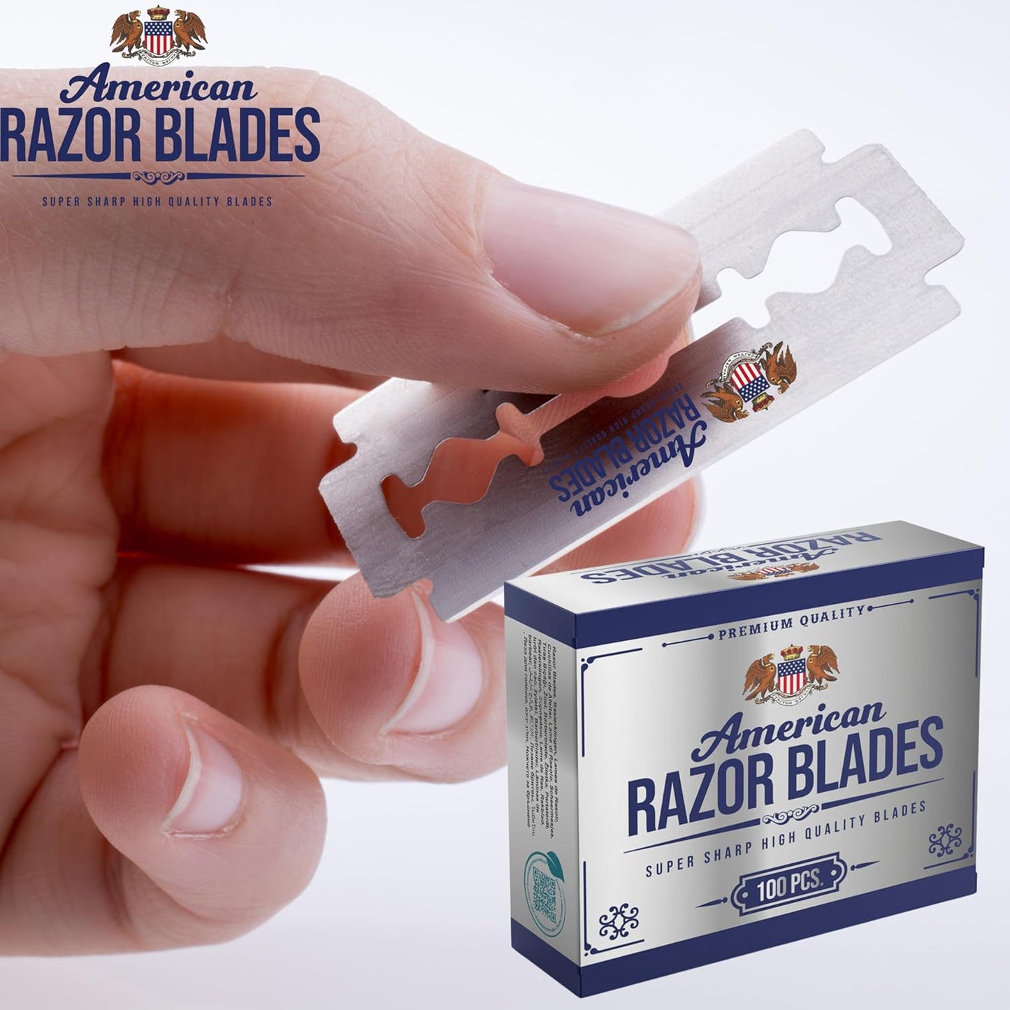 American Razor Blades by The Shave Factory - Super Sharp Double Edge Razor Blades, Japanese Steel, New Value Pack (100)